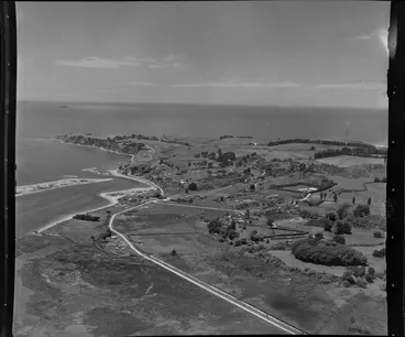 Image: Maketu, Bay of Plenty, showing township and Maketu Road in foreground