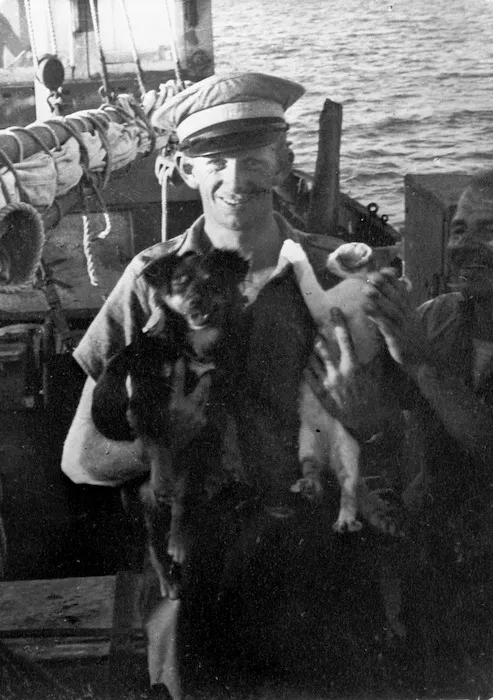 Major D J Stott, special agent in Greece during World War II, on a sip in the Mediterranean