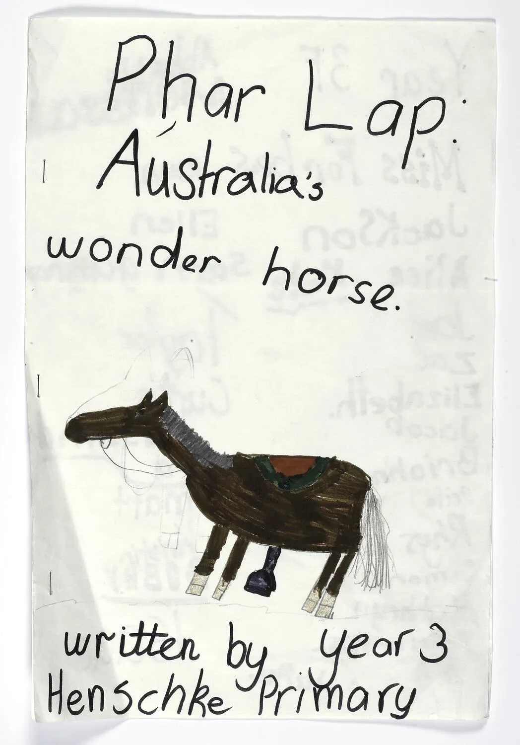 Folder -'Phar Lap: The Wonder Horse', Henschke Primary School, Wagga Wagga, 1999