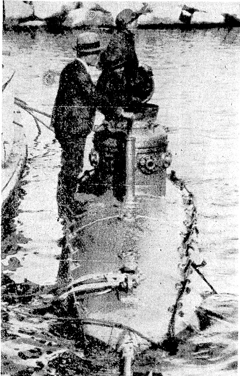 A Japanese two-man submarine used during the raid on the American naval base at Pearl Harbour, Hawaii, on December 7. (Evening Post, 12 February 1942)