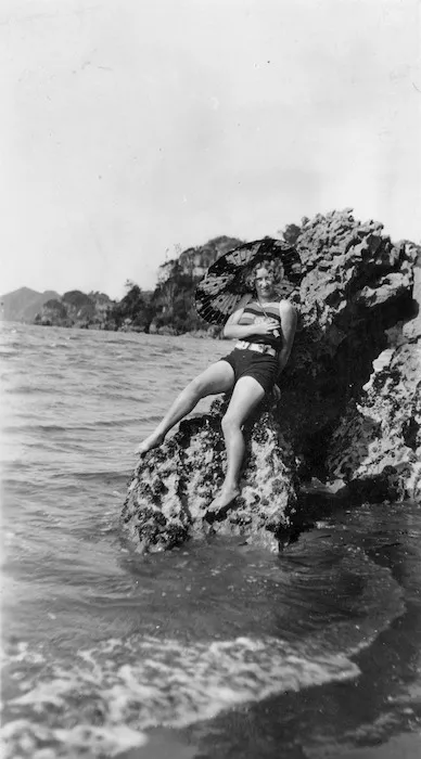 Photograph of Sylvia Ashton-Warner at the seaside