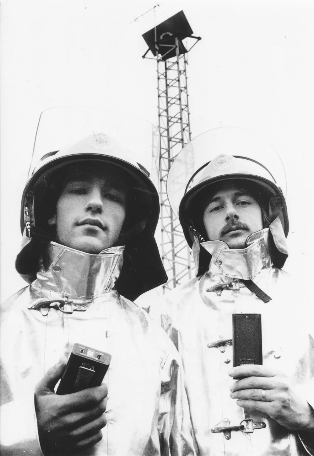 Fire service; call-out bleepers replace Silverstream siren; Glen Bouzaid and Steven McKee.