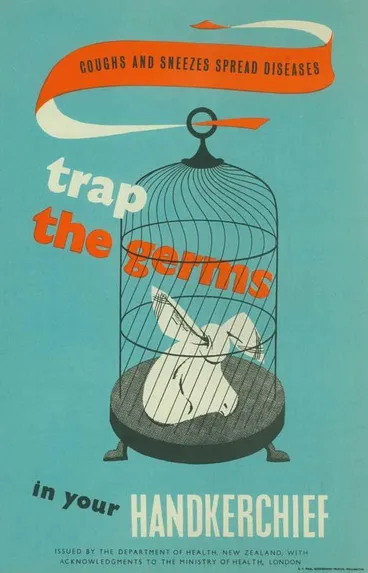 Image: Coughs and Sneezes Spread Diseases. Trap the Germs in Your Handkerchief [poster]