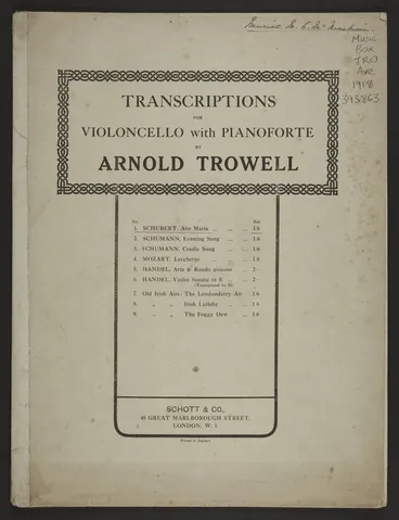 Image: Ave Maria / by F. Schubert ; arranged by Arnold Trowell.
