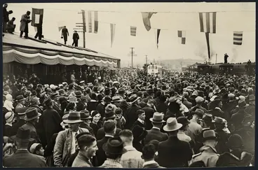 Image: Opening of the Napier-Wairoa-Waikokopu railway, at Wairoa, Hawke's Bay - Photograph taken by Railways Publicity Department