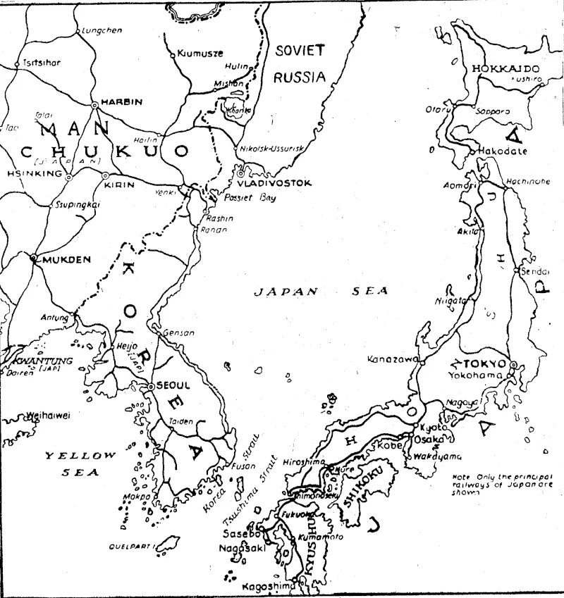 Map showing the area affected in the present differences betiveen Russia and Japan, (Evening Post, 05 August 1938)