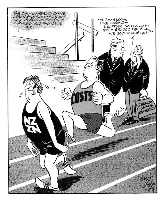 Lodge, Nevile Sidney 1918-1989:Our man looks like losing - I suppose you haven't got a $70,000 pep pill we could slip him? Evening Post, 1973.