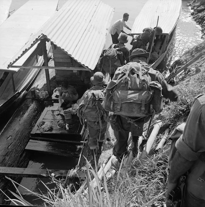 Special Air Service patrol boarding canoes, Malaya