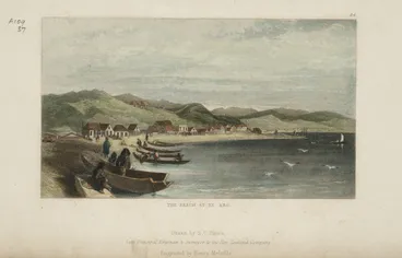Image: [Brees, Samuel Charles] 1810-1865 :The beach at Te Aro [Engraved by Henry Melville] drawn by S C Brees. [1847]