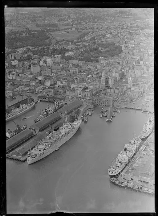 RMS Caronia ship berthed at Auckland wharf