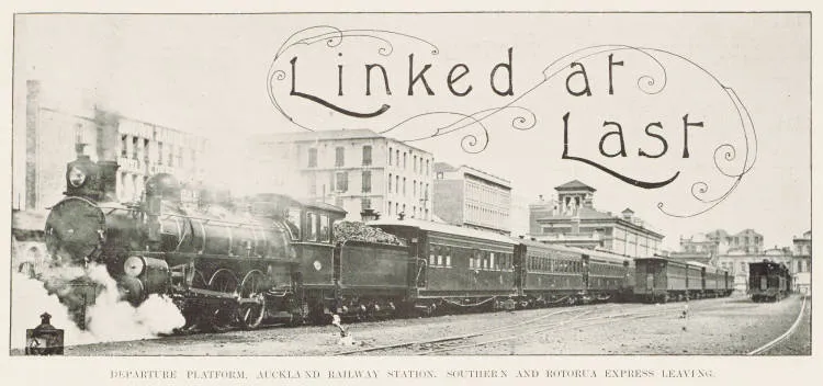 Departure platform, Auckland Railway Station. Southern and Rotorua Express leaving