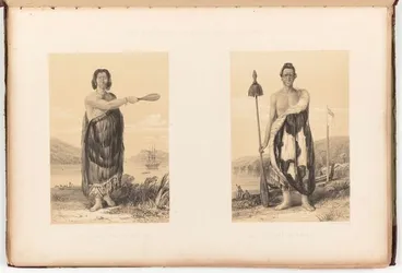 Image: The two head-chiefs of Port Nicholson. Plate 1. From the book: Illustrations to Adventure in New Zealand