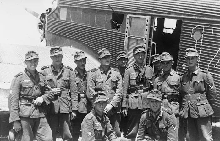 German troops waiting to embark on troop carriers for the invasion of Crete