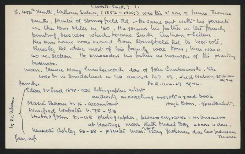 Macdonald Dictionary Record: William Sidney (Lovell-) Smith