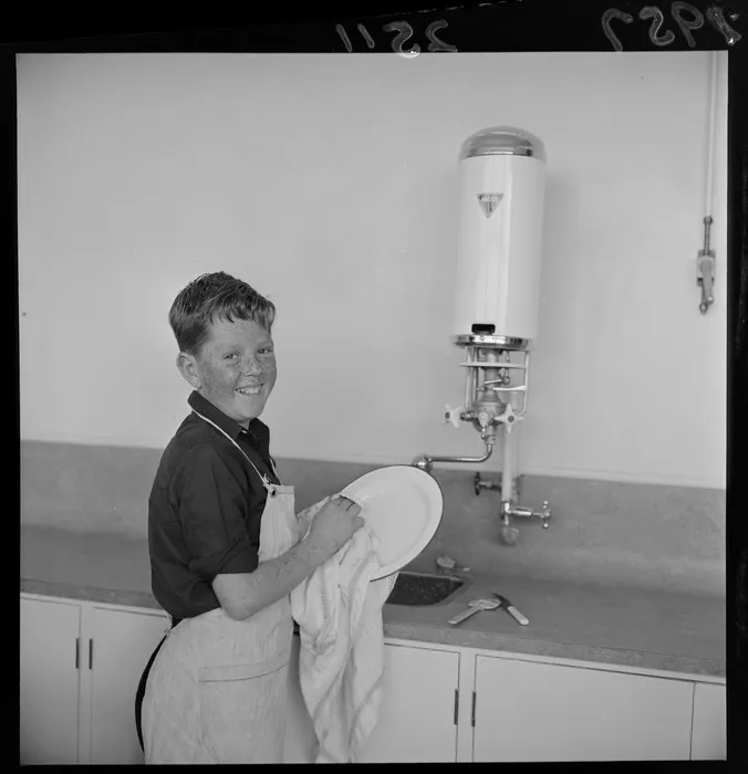 Unidentified boy at cooking class, South Wellington Intermediate School