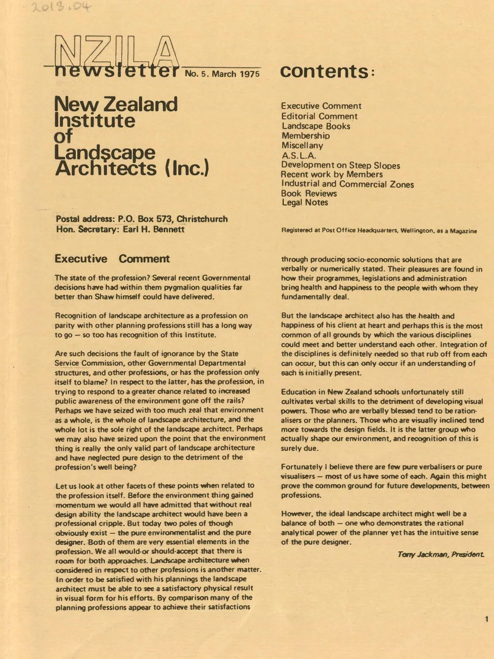 NZILA NewsLetter No. 5 March 1975