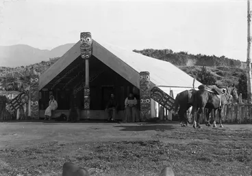 Image: View of Okahukura, the meeting house at Otukou Pa