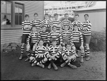 Image: Christ's College 1st XV rugby team, Christchurch