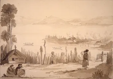 Image: [Cookson, Janetta Maria] 1812-1867: Ohinemutu, Rotorua Lake, N.Z.; copy 1853