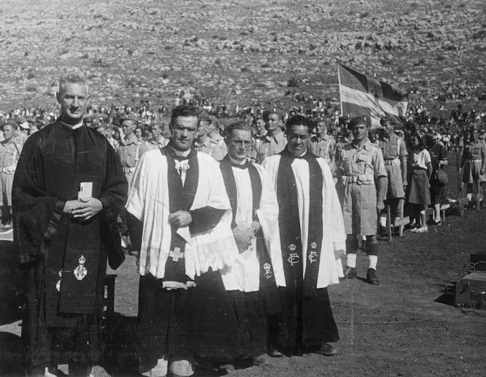 Murphy, J, fl 1945 : The four New Zealand padres who took part in the memorial service on Crete in honour of the men who died there in 1941