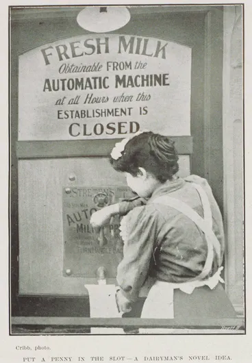 Image: Put a penny in the slot - a dairyman's novel idea