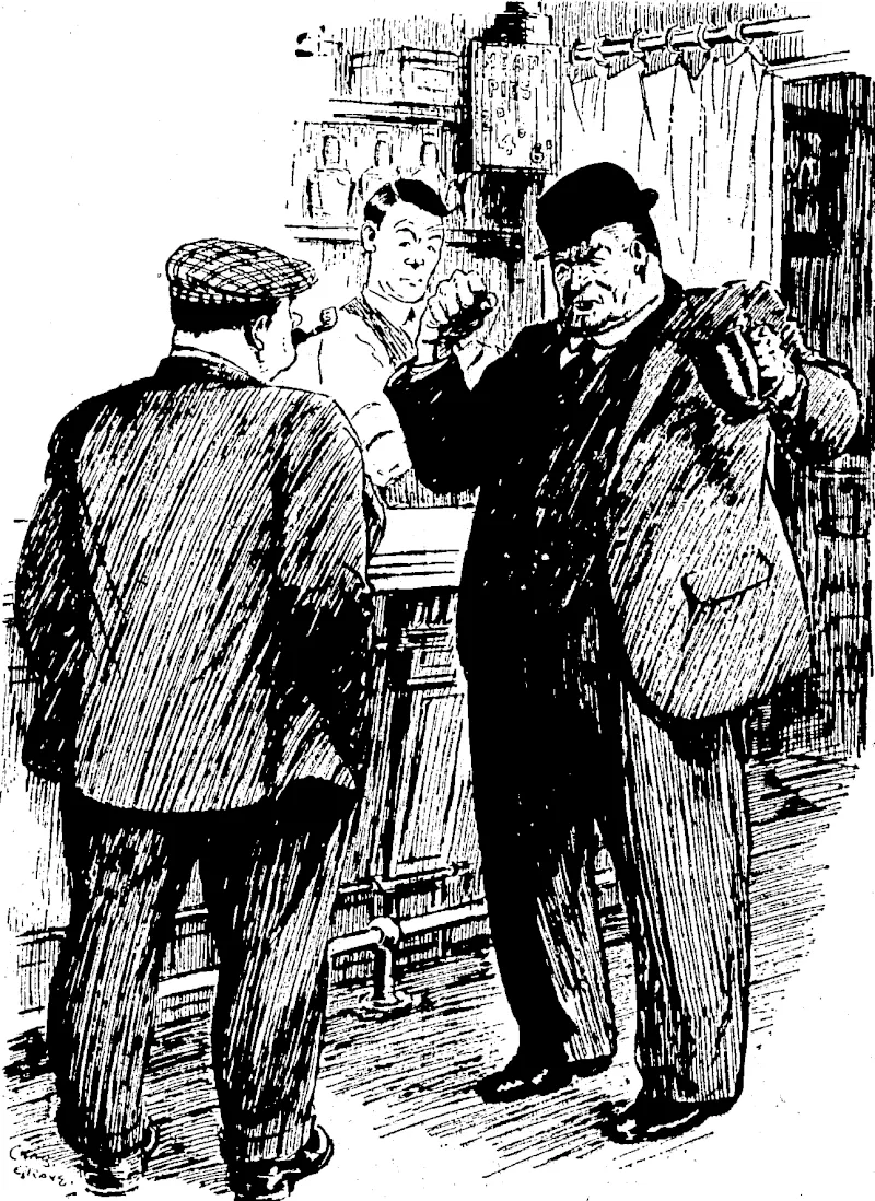 Reproduced by ]i«riui!ision of the Proprietors of 'Tuncli." "All tell tliee, Joe, it's no good. T'Japanese is gettin' t'world's markets because they can live on two ponnuth o' rice a day, but to me an' thee rice, as grub, is about as much use as confotti." (Evening Post, 14 October 1933)