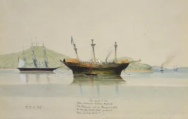 Image: Hamley, Joseph Osbertus 1820-1911 :H.M.S. 'Esk' and the prison hulk 'Marion'