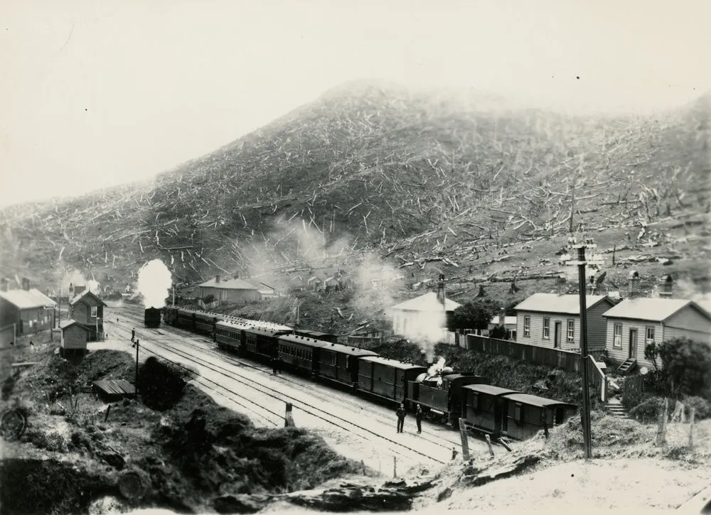 Summit station; train after arrival from Cross Creek.