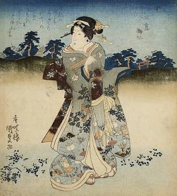 Woman from a Samurai Household on a Visit to a Shrine