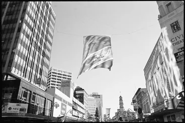 Commonwealth Games Banner, Queen Street, 1990 Image: Commonwealth Games Banner, Queen Street, 1990