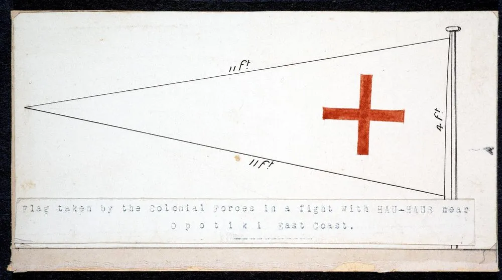 Maori rebel flag: Flag taken by the colonial forces in a fight with Hau-Haus near Opotiki, East Coast.