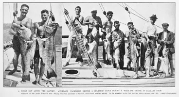 Image: A great day among the hapuku: Auckland yachtsmen secure a splendid catch during a week-end cruise in Hauraki Gulf