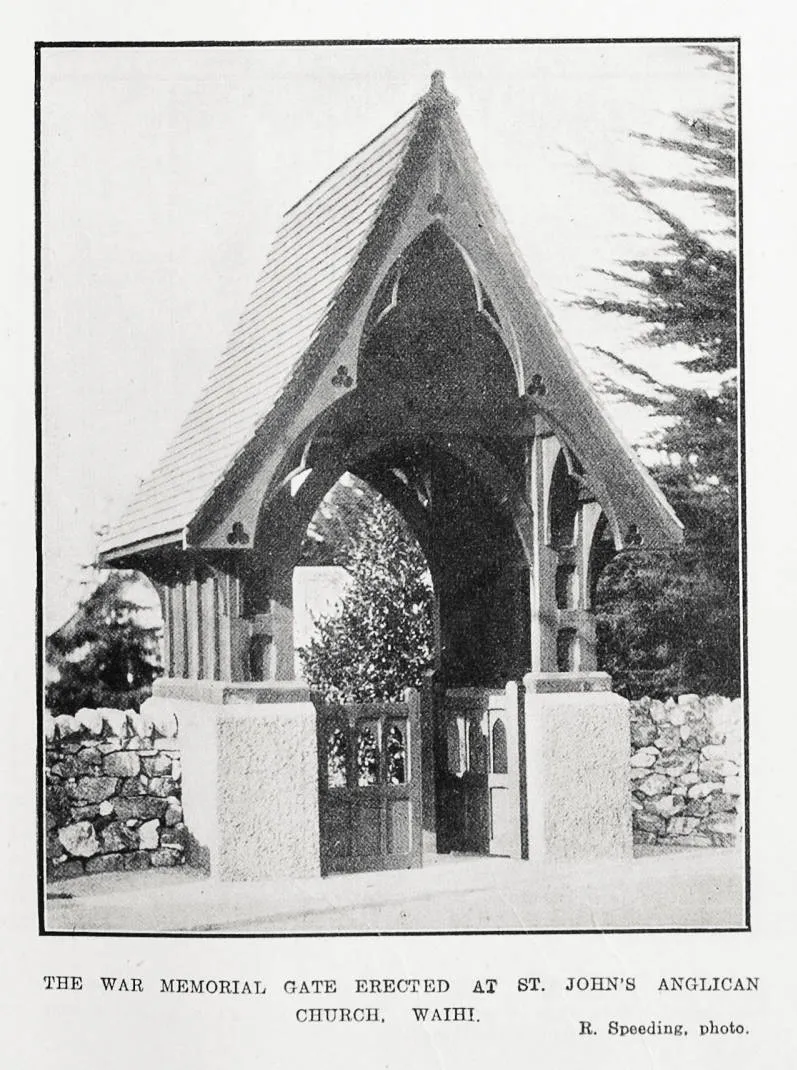 The war memorial gate erected at St. John's Anglican Church, Waihi
