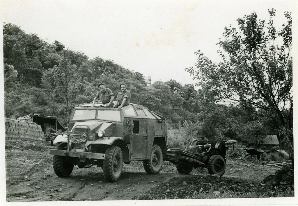 On my way with No. 3 gun to represent 163 at the 1952 Anzac Parade