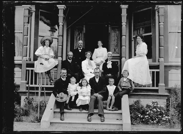 Image: Nicol brothers and families on verandah