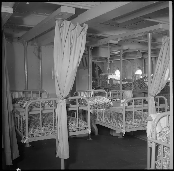 Ward scene on hospital ship Maunganui, Port Tewfik