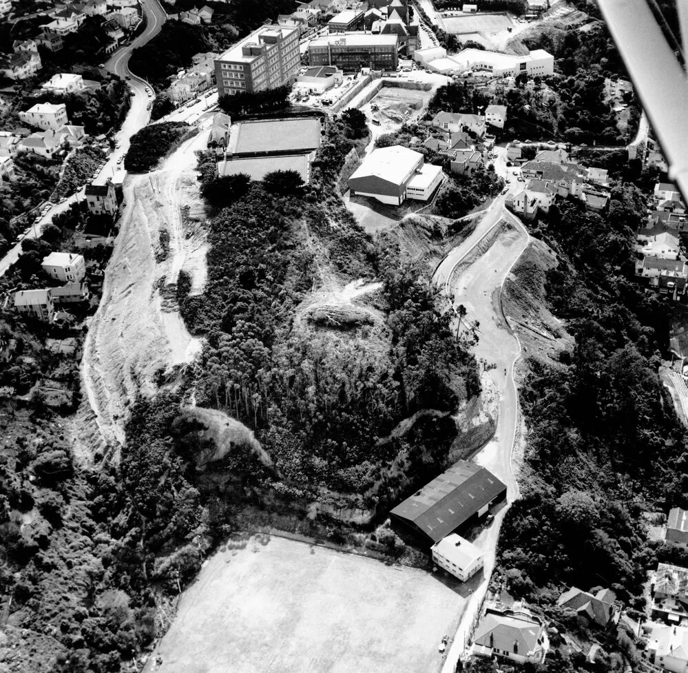 Aerial view from south from mid Boyd-Wilson field to northern edge of University
