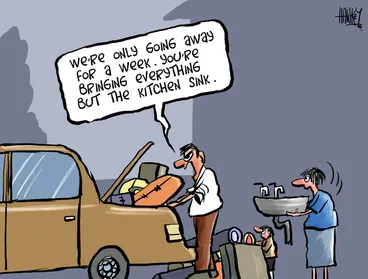 Image: Hawkey, Allan Charles, 1941- :'We're only going away for a week. You're bringing everything but the kitchen sink.' 28 December 2011