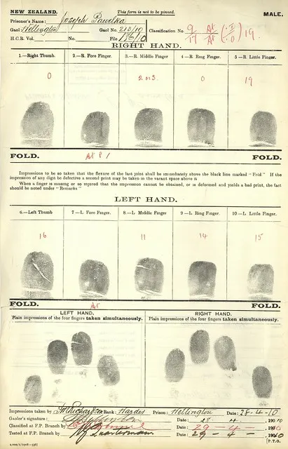 Fingerprints of infamous prison-escapee Joseph Powelka