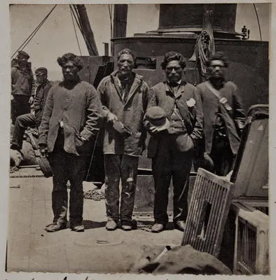 The friendly chief Te Wheoro & his followers onboard H.M.S Pioneer