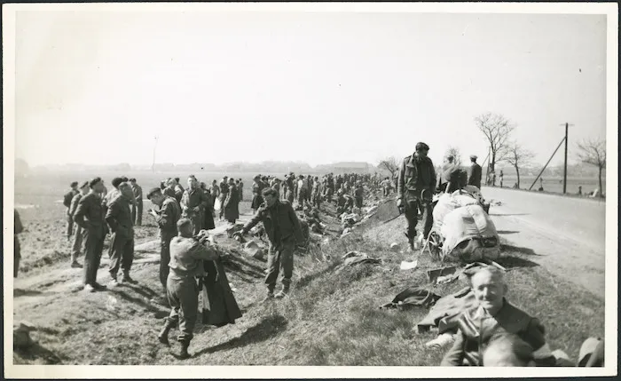 World War, 1939-1945. Allied prisoners-of-war at rest during forced march in Germany