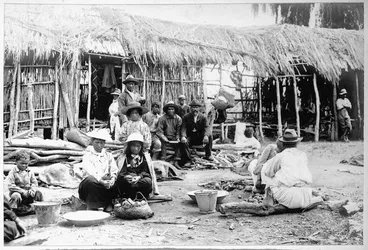 Image: Ross, Malcolm, 1862-1930 :Scene in the village, Ruatoki