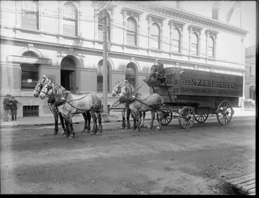 Image: New Zealand Express Co Ltd furniture movers' wagon in front of the Gravenor Building, Christchurch