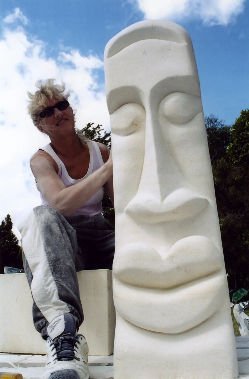 Stone carving, Harcourt Park; Upper Hutt's Ranea McLean with her first effort.