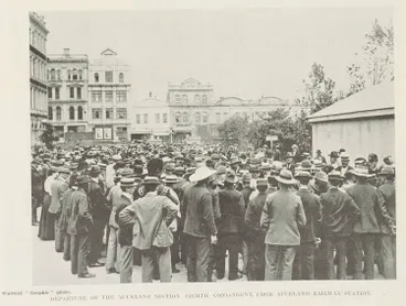 Image: Departure of the Auckland section Eighth Contingent, from Auckland Railway Station