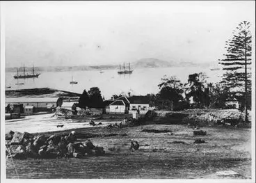 Image: Official Bay with railway yards on left, and reclamation.