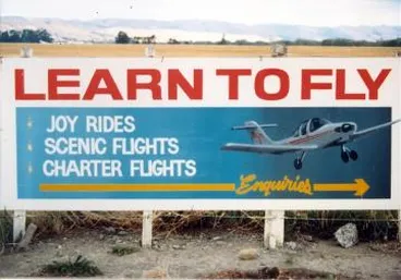 Image: Learn to fly signboard at Hood Aerodrome : digital photograph