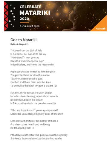 Image: Ode to Matariki