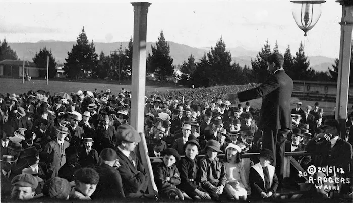Robert Way addressing striking miners at Waihi