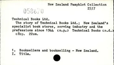 Image: The story of Technical Books Ltd.; New Zealand's specialist book stores, serving industry and the  professions since 1944
